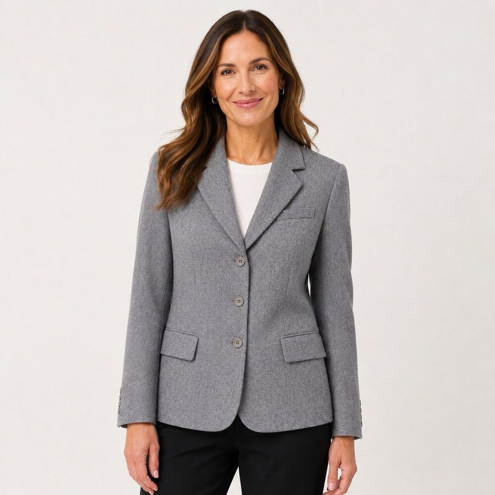 Talbots Gray Wool Single Breasted 3 Button Tailored Blazer Women Size 18W Career